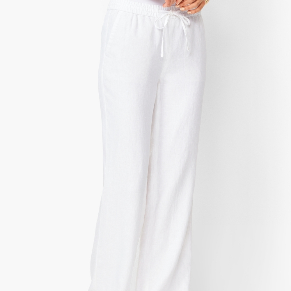 Talbots Washed Linen Pull-On Drawstring Crops - image 1